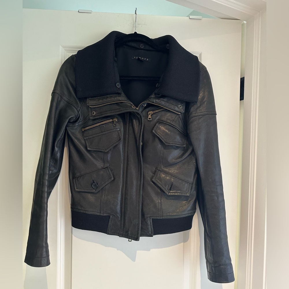 THEORY Leather Jacket - Size Small
